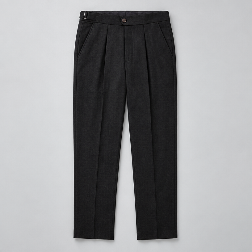 Herren Leinenhose mit Bundfalten – Relaxed Fit — Schwarz