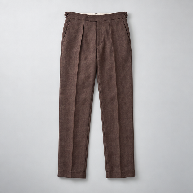 Herren Leinenhose mit Bundfalten – Relaxed Fit — Karamell
