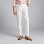 Herren Leinenhose mit Bundfalten – Relaxed Fit — Weiß