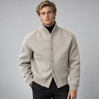 Herren Wollblouson mit Stehkragen – Regular Fit — Grau