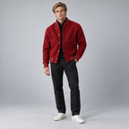 Herren Wollblouson mit Stehkragen – Regular Fit — Rot