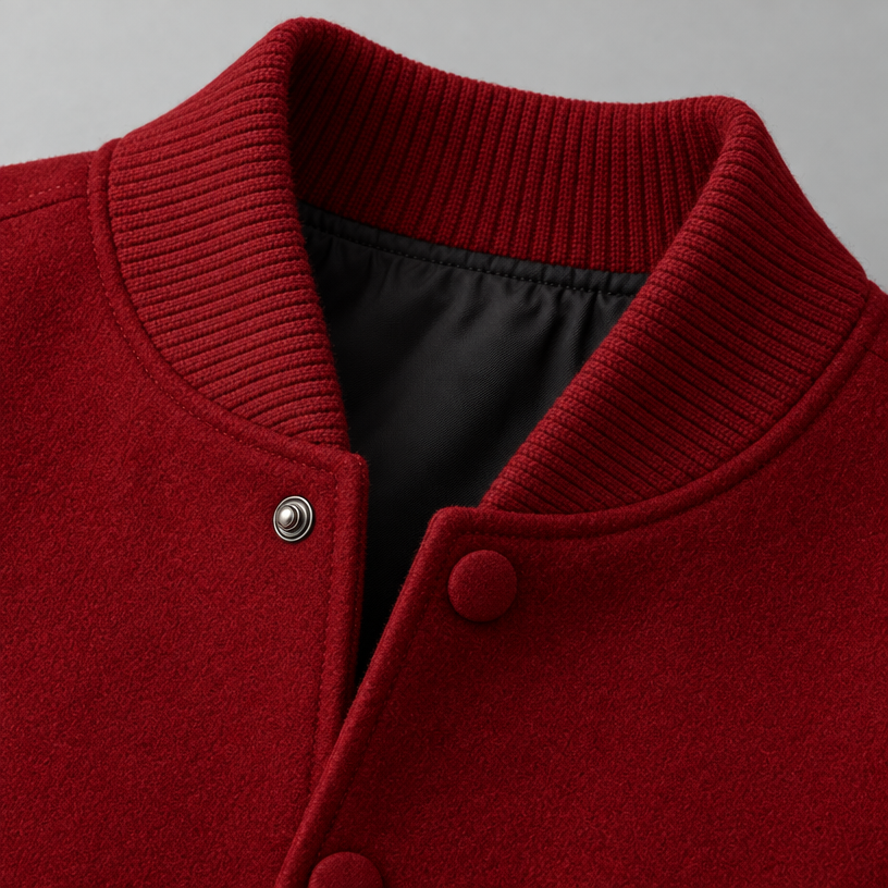 Herren Wollblouson mit Stehkragen – Regular Fit — Rot