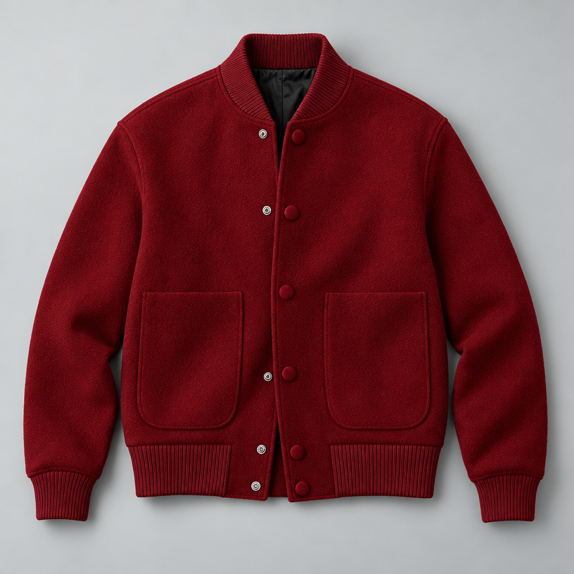 Herren Wollblouson mit Stehkragen – Regular Fit — Rot