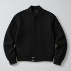 Herren Wollblouson mit Stehkragen – Regular Fit — Schwarz