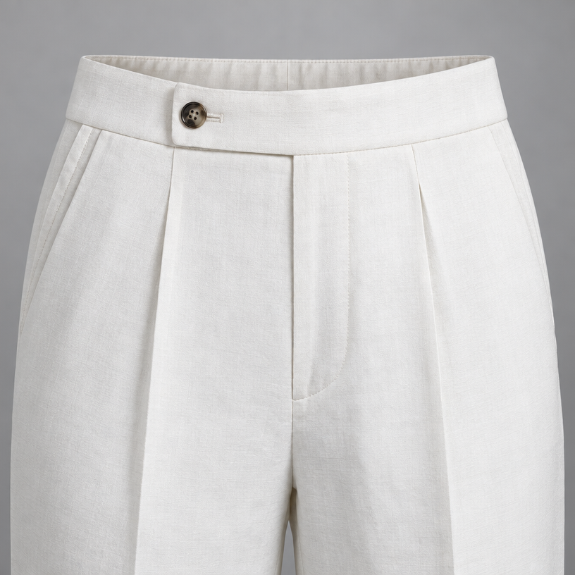 Herren Leinenhose mit Bundfalten – Relaxed Fit — WHITE