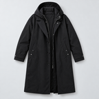 Herren Langmantel im Outdoor-Stil – Relaxed Fit — Schwarz