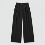 Herren Stoffhose mit Bundfalten und weitem Bein – Relaxed Fit — Schwarz