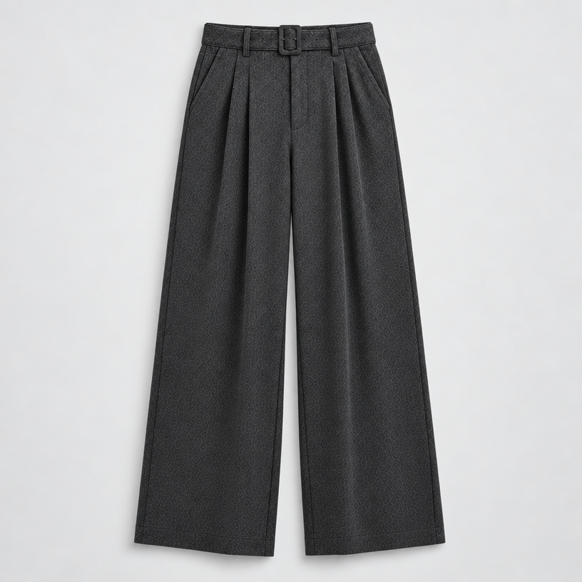 Herren Stoffhose mit Bundfalten und weitem Bein – Relaxed Fit — Dunkelgrau
