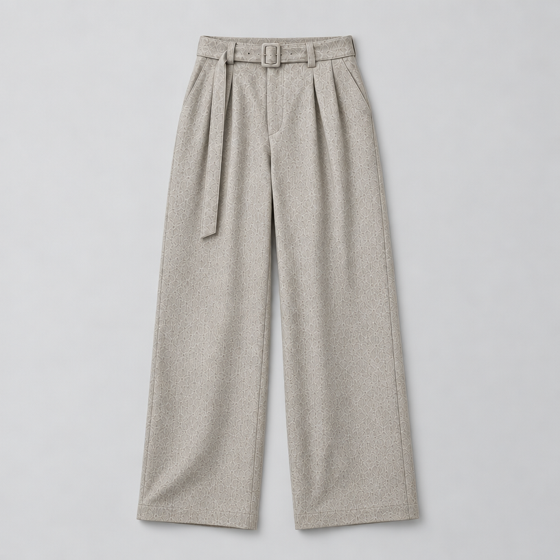Herren Stoffhose mit Bundfalten und weitem Bein – Relaxed Fit — Hafer