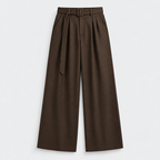 Herren Stoffhose mit Bundfalten und weitem Bein – Relaxed Fit — Kakao-Braun