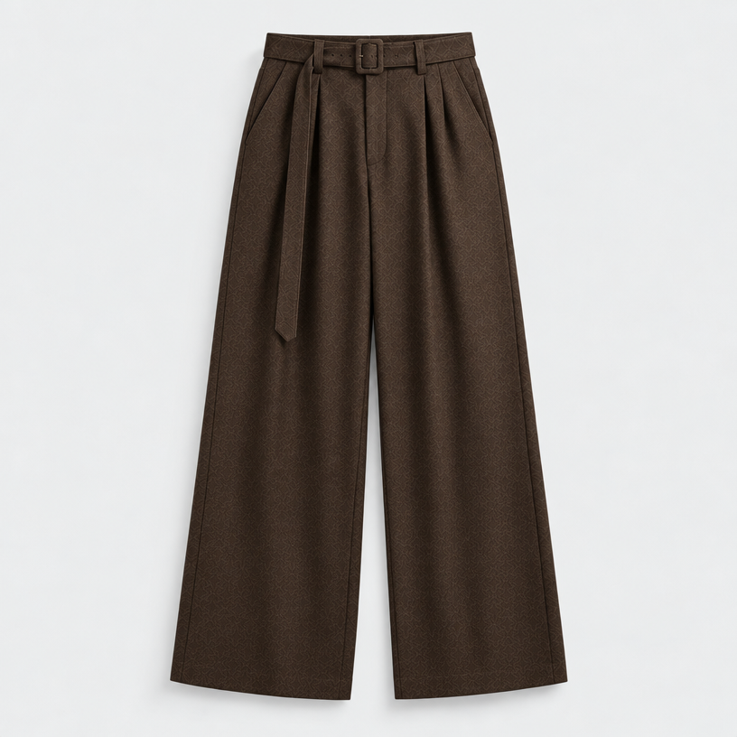 Herren Stoffhose mit Bundfalten und weitem Bein – Relaxed Fit — Kakao-Braun
