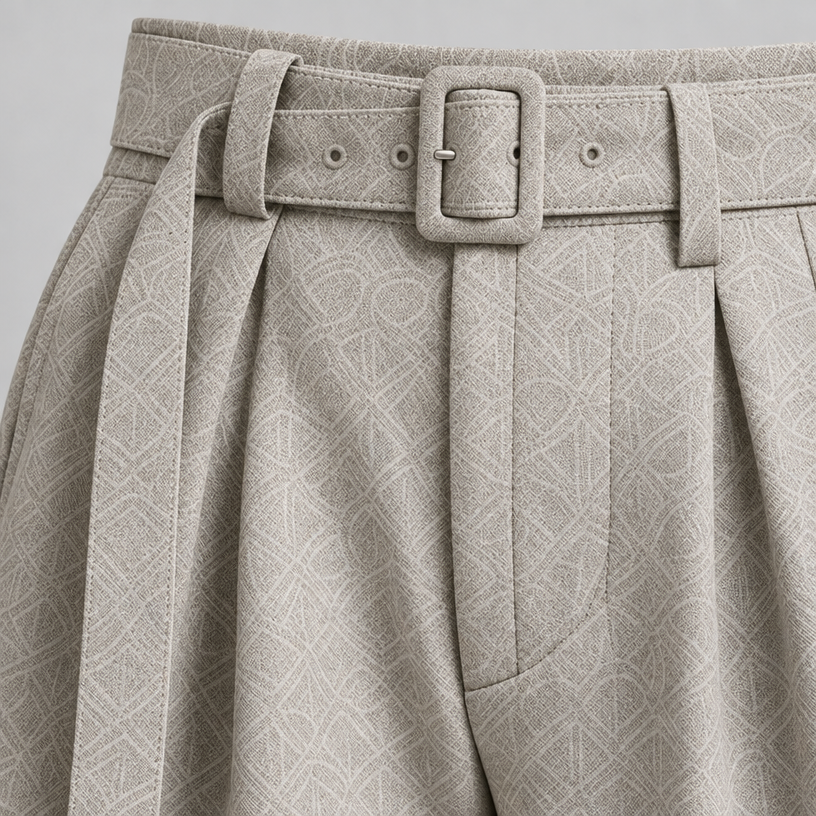 Herren Stoffhose mit Bundfalten und weitem Bein – Relaxed Fit — Hafer