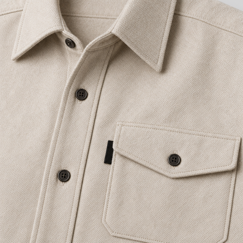 Herren Overshirt mit Knopfleiste und Brusttaschen – Slim Fit — Apricot