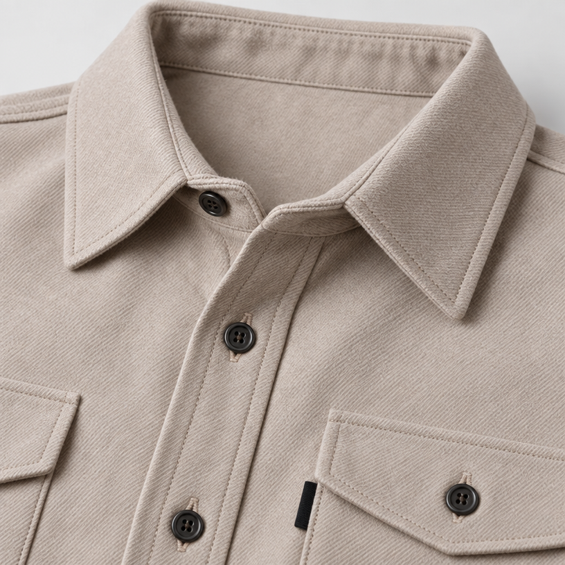 Herren Overshirt mit Knopfleiste und Brusttaschen – Slim Fit — Helles Apricot