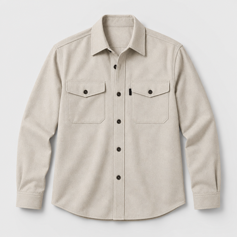 Herren Overshirt mit Knopfleiste und Brusttaschen – Slim Fit — Apricot