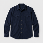 Herren Overshirt mit Knopfleiste und Brusttaschen – Slim Fit — Marineblau
