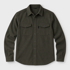 Herren Overshirt mit Knopfleiste und Brusttaschen – Slim Fit — Armeegrün