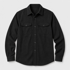 Herren Overshirt mit Knopfleiste und Brusttaschen – Slim Fit — Schwarz