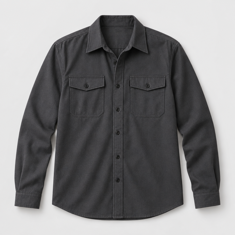 Herren Overshirt mit Knopfleiste und Brusttaschen – Slim Fit — Dunkelgrau