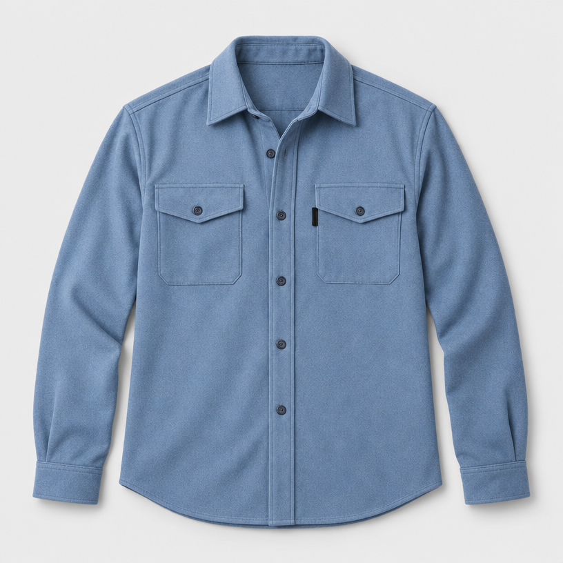 Herren Overshirt mit Knopfleiste und Brusttaschen – Slim Fit — See Blau