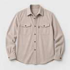 Herren Overshirt mit Knopfleiste und Brusttaschen – Slim Fit — Helles Apricot