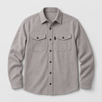 Herren Overshirt mit Knopfleiste und Brusttaschen – Slim Fit — Hellgrau