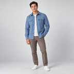 Herren Overshirt mit Knopfleiste und Brusttaschen – Slim Fit — See Blau