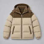 Herren Oversize-Steppjacke mit Kapuze und Wattierung — Khaki