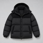 Herren Oversize-Steppjacke mit Kapuze und Wattierung — Schwarz