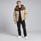 Herren Oversize-Steppjacke mit Kapuze und Wattierung — Khaki