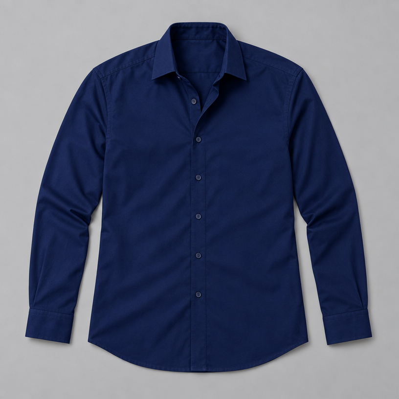 Herren Langarmhemd aus Stretch – Slim Fit — Marineblau