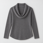 Damen Schalkragenpullover in Waffelstrick – Relaxed Fit — Grau