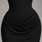 Damen Corsagen-Abendkleid mit Drapierung – Figurbetont — Schwarz