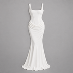 Damen Corsagen-Abendkleid mit Drapierung – Figurbetont — Weiß