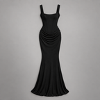 Damen Corsagen-Abendkleid mit Drapierung – Figurbetont — Schwarz