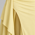 Damen Abend-Maxikleid mit offenem Rücken und Seitenschlitz — Gelb