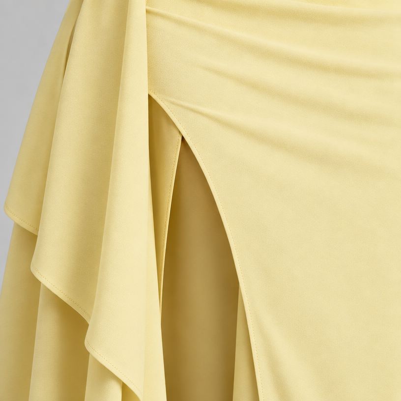 Damen Abend-Maxikleid mit offenem Rücken und Seitenschlitz — Gelb