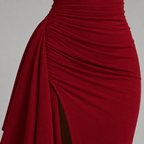 Damen Abend-Maxikleid mit offenem Rücken und Seitenschlitz — Rot