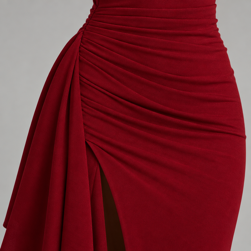 Damen Abend-Maxikleid mit offenem Rücken und Seitenschlitz — Rot