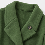 Damen Langer Wollmantel mit Kapuze – Relaxed Fit — Grün