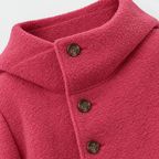 Damen Langer Wollmantel mit Kapuze – Relaxed Fit — Pink