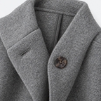 Damen Langer Wollmantel mit Kapuze – Relaxed Fit — Grau