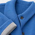 Damen Langer Wollmantel mit Kapuze – Relaxed Fit — Blau