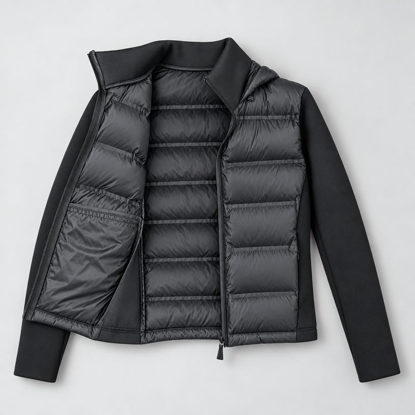 Damen Kurze Pufferjacke mit Kapuze – Slim Fit