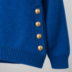 Damen Polokragenpullover mit V-Ausschnitt – Relaxed Fit — Blau