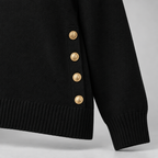 Damen Polokragenpullover mit V-Ausschnitt – Relaxed Fit — Schwarz
