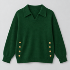 Damen Polokragenpullover mit V-Ausschnitt – Relaxed Fit — Grün