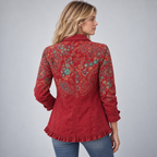 Damen Paisley-Rüschenjacke mit Knopfleiste – Tailliert