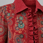 Damen Paisley-Rüschenjacke mit Knopfleiste – Tailliert