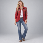Damen Paisley-Rüschenjacke mit Knopfleiste – Tailliert